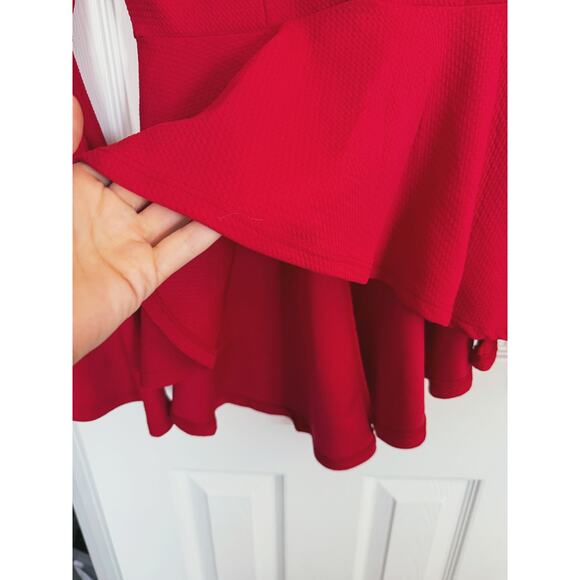 Ups & Downs Red Peplum Flare Sleeve Top Retro 90s Y2K Small Vampire Romantic - Picture 4 of 7